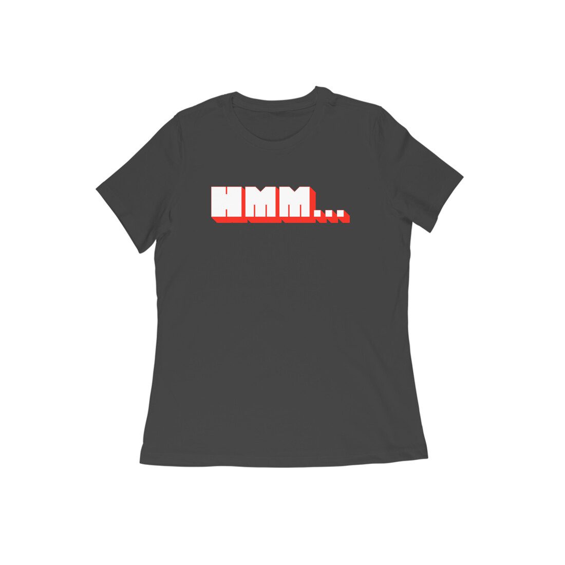 Women's Black Hmm Graphic Printed T-shirt - Printed Cave