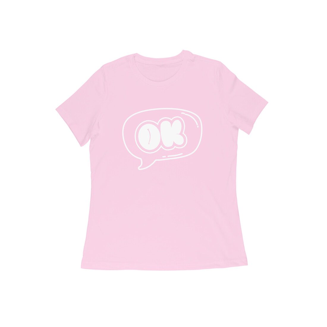 Women's Light Pink OK Graphic Printed T-shirt - Printed Cave