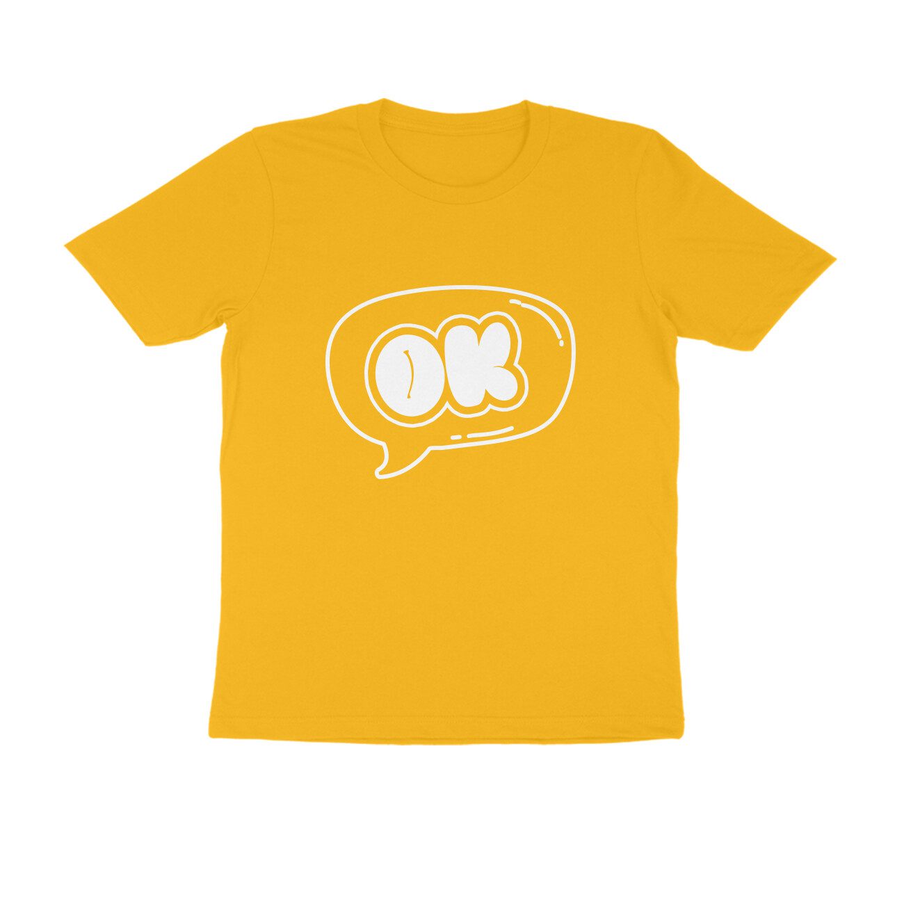 Men's Golden Yellow OK Graphic Printed T-shirt - Printed Cave