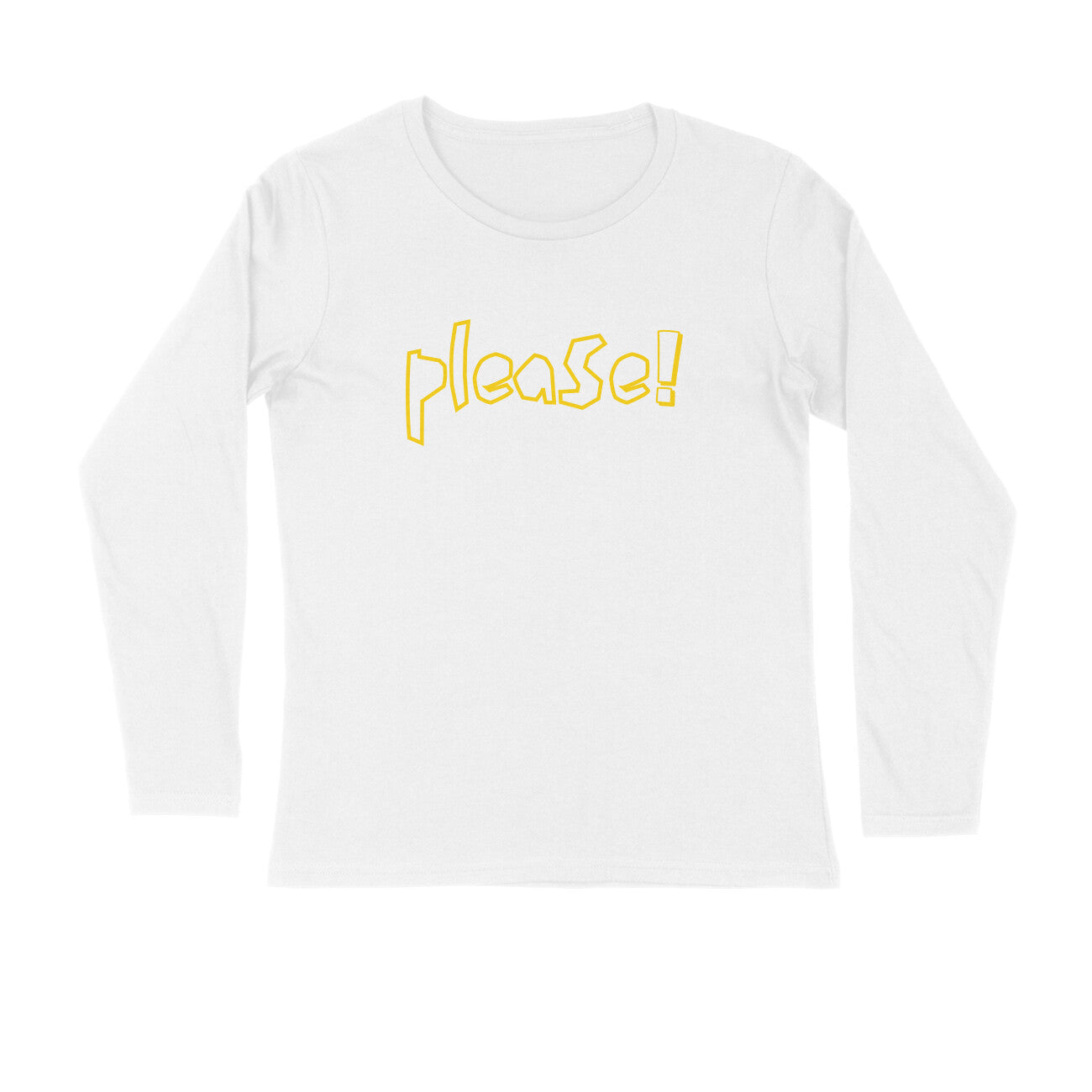 Men's White Please Graphic Printed Full Sleeve T-shirt - Printed Cave