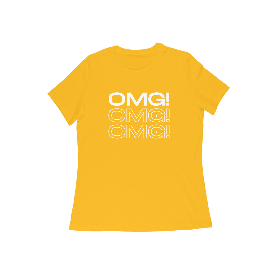 Women's Golden Yellow OMG Graphic Printed T-shirt - Printed Cave