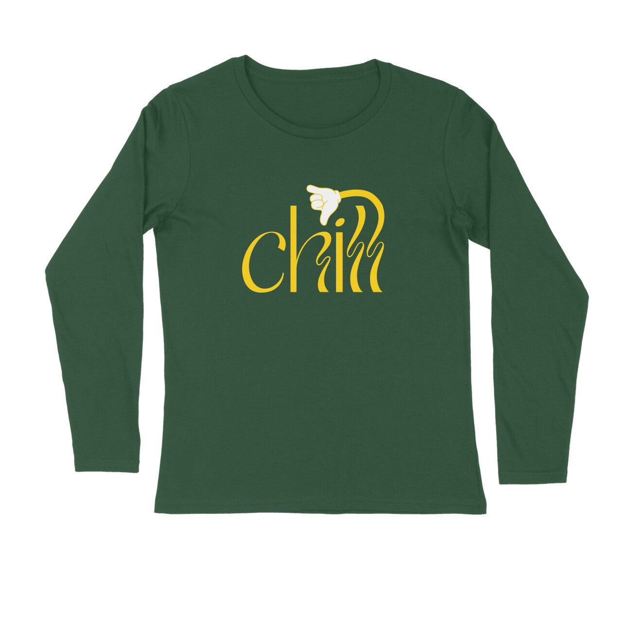 Men's Olive Green Chill Graphic Printed Full Sleeve T-shirt - Printed Cave