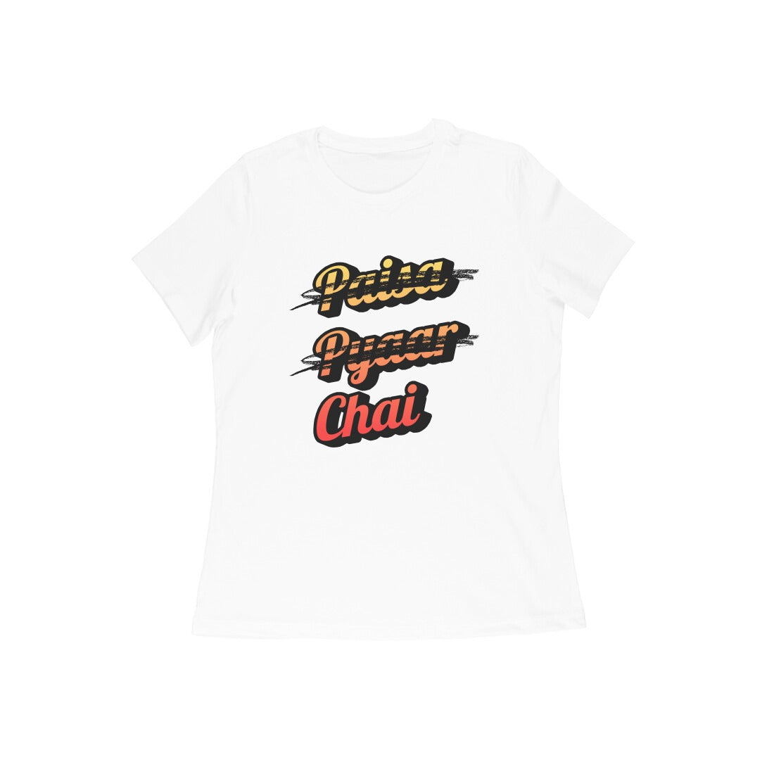 Women's White Paisa Pyaar Chai Graphic Printed T-shirt - Printed Cave