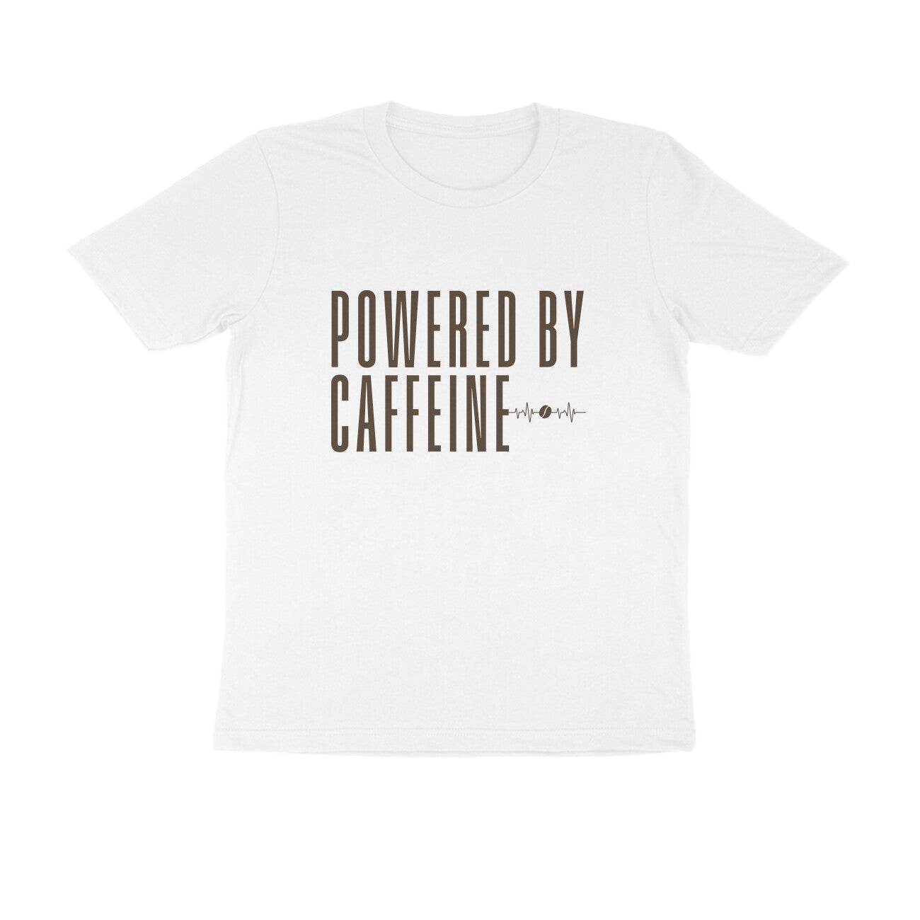 Men's White Powered by Caffeine Graphic Printed T-shirt - Printed Cave