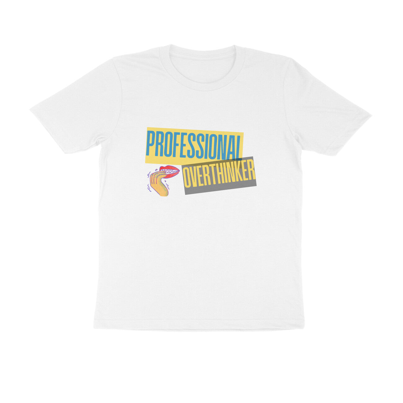 Men's White Professional Overthinker Graphic Printed T-shirt - Printed Cave