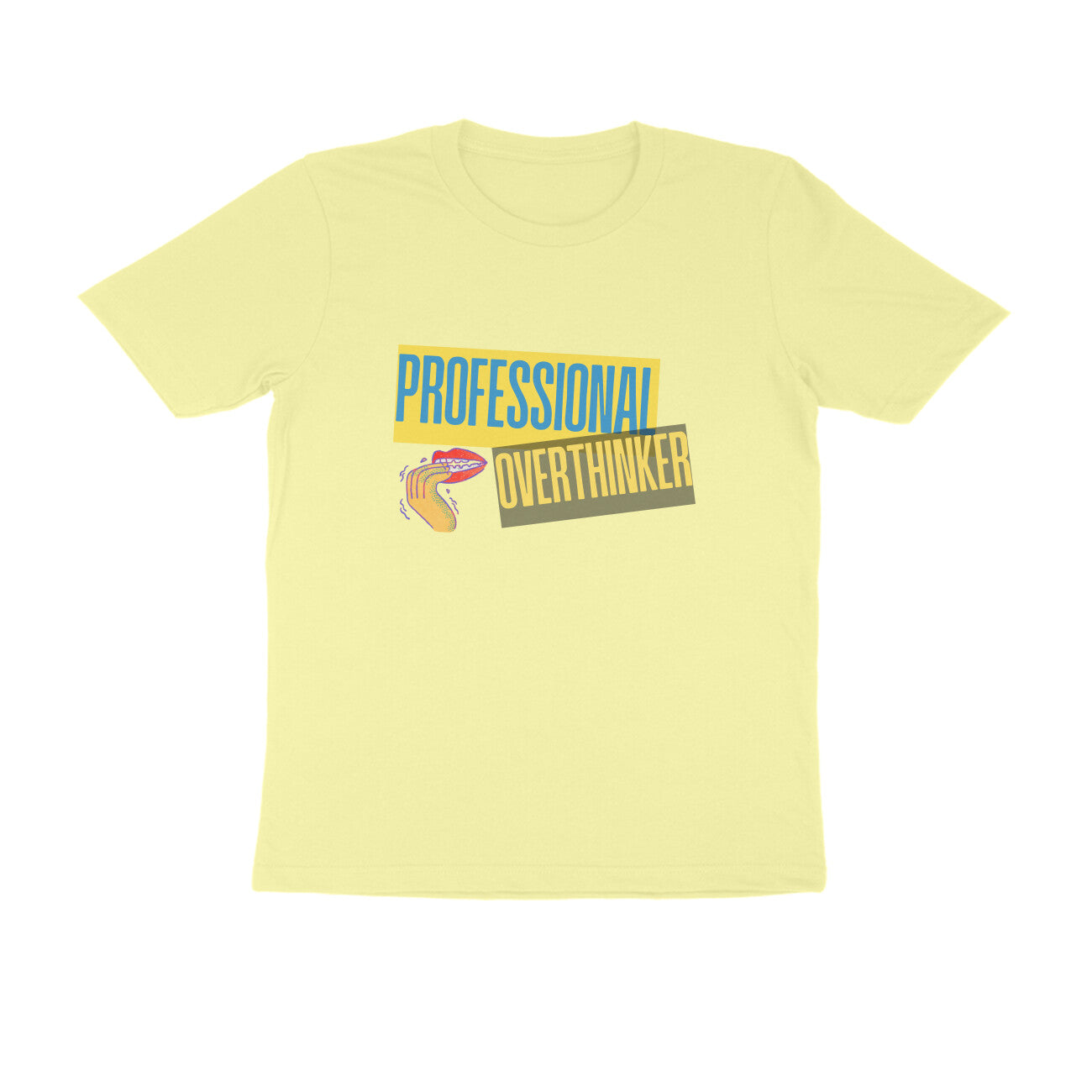 Men's Yellow Professional Overthinker Graphic Printed T-shirt - Printed Cave