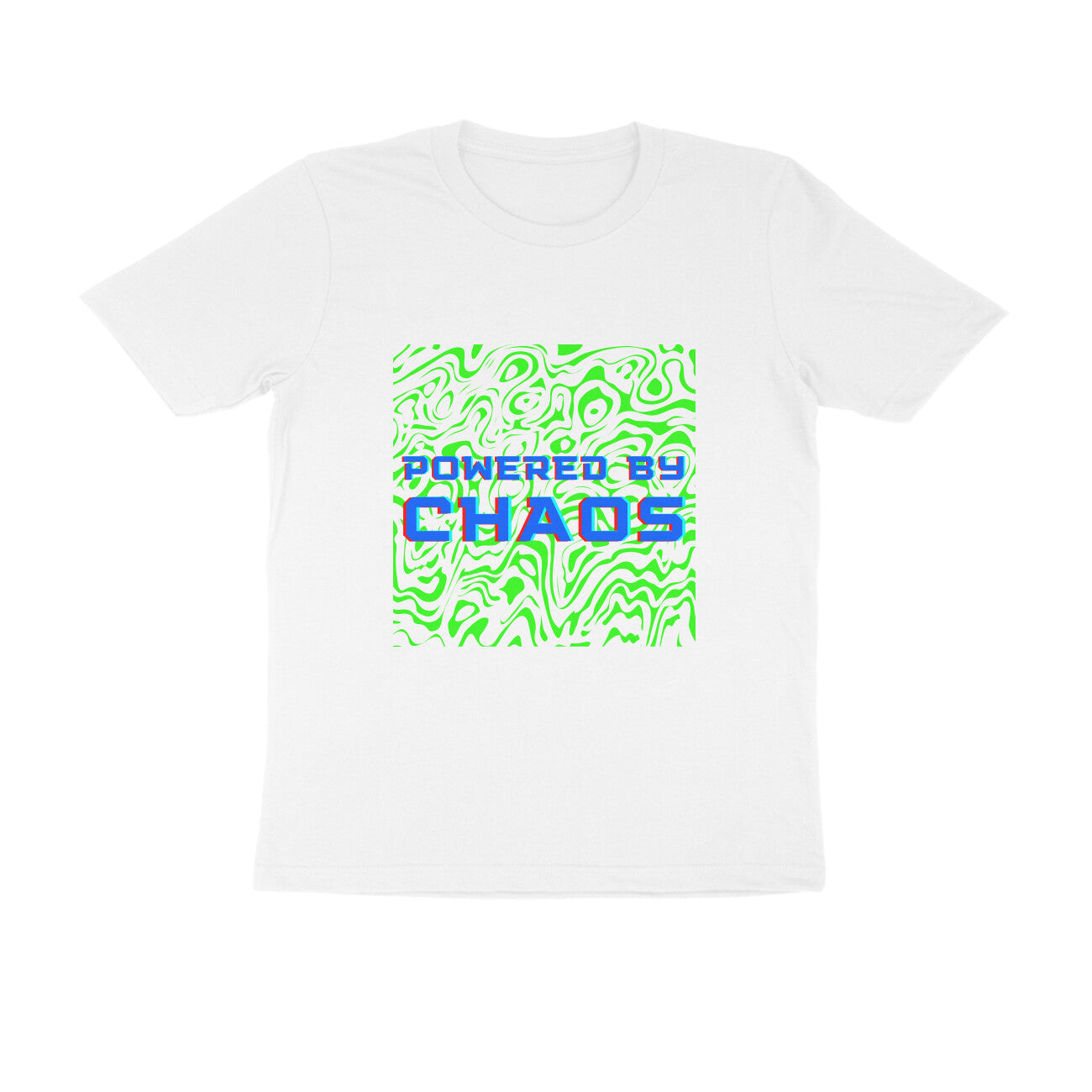 Men's White Powered by Chaos Graphic Printed T-shirt - Printed Cave