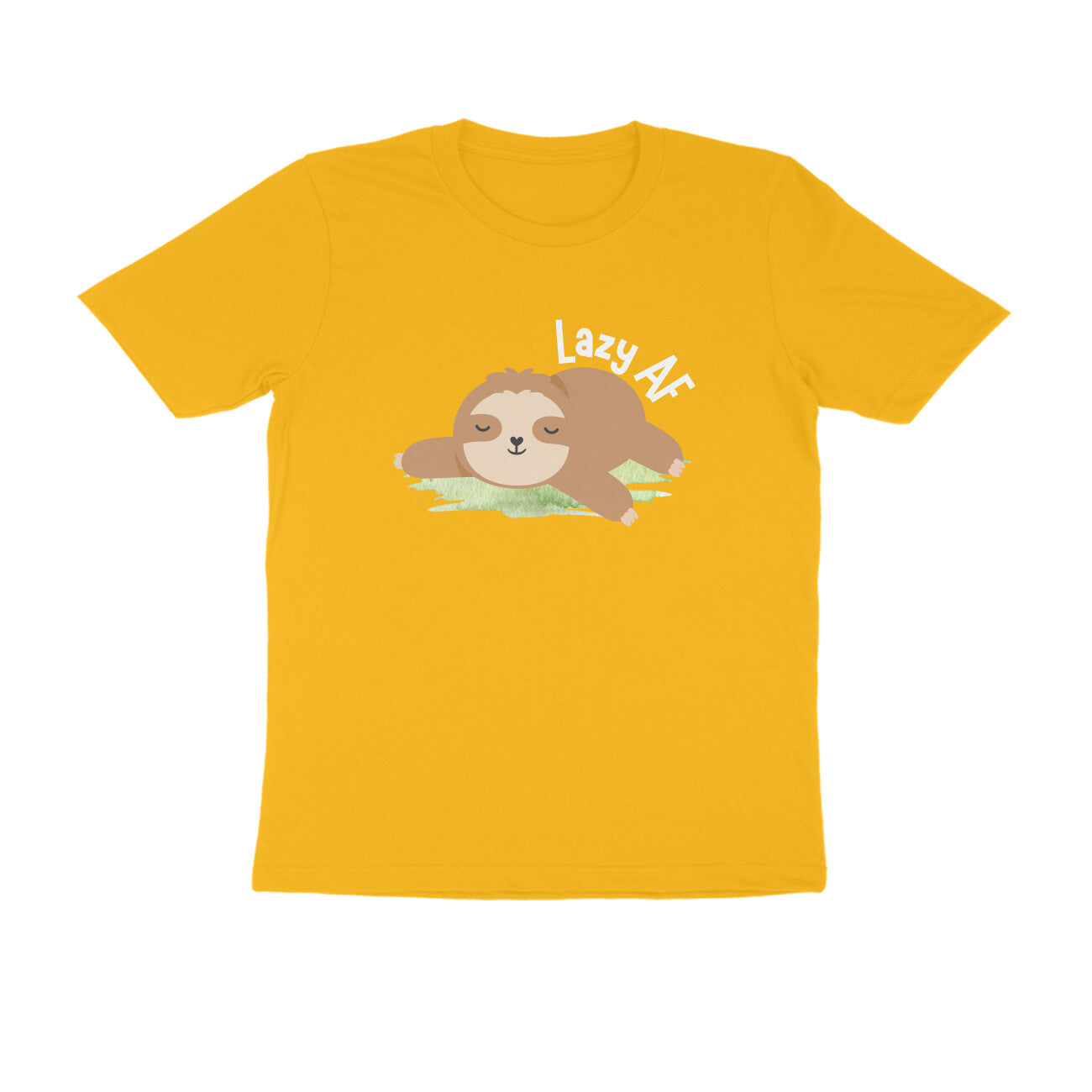 Men's Golden Yellow Lazy AF Graphic Printed T-shirt - Printed Cave