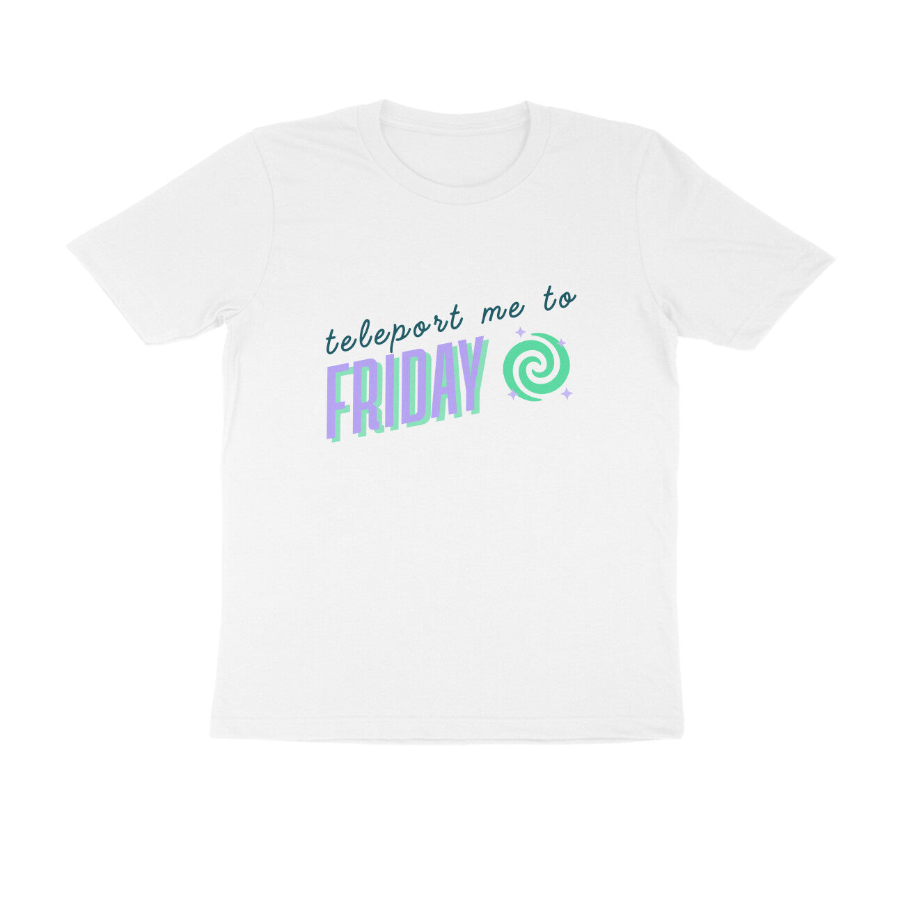 Men's White Teleport me to Friday Graphic Printed T-shirt - Printed Cave