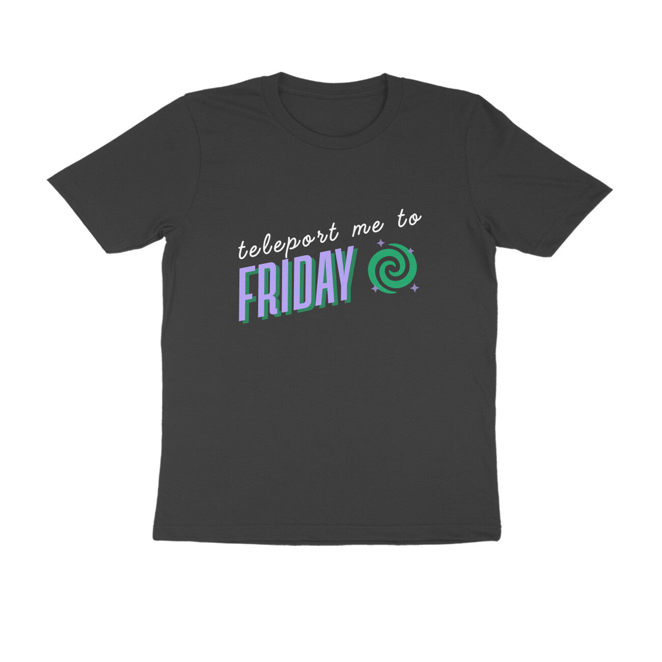 Men's Black Teleport me to Friday Graphic Printed T-shirt - Printed Cave