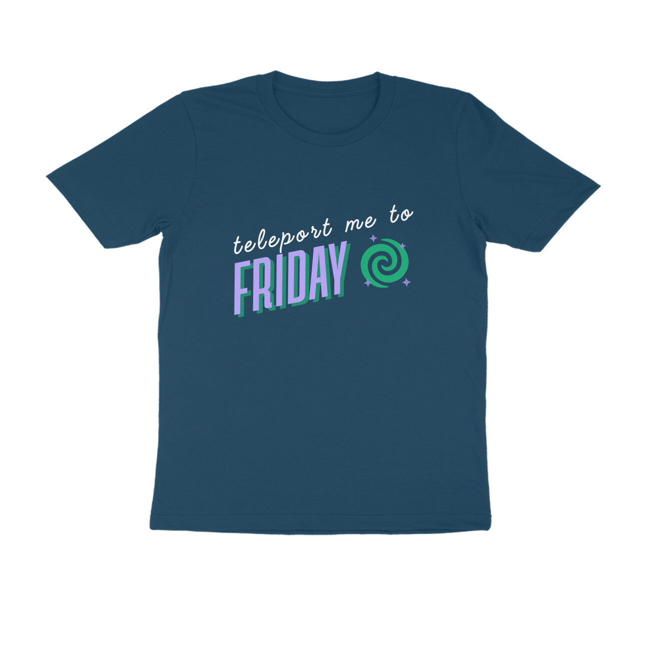 Men's Navy Blue Teleport me to Friday Graphic Printed T-shirt - Printed Cave