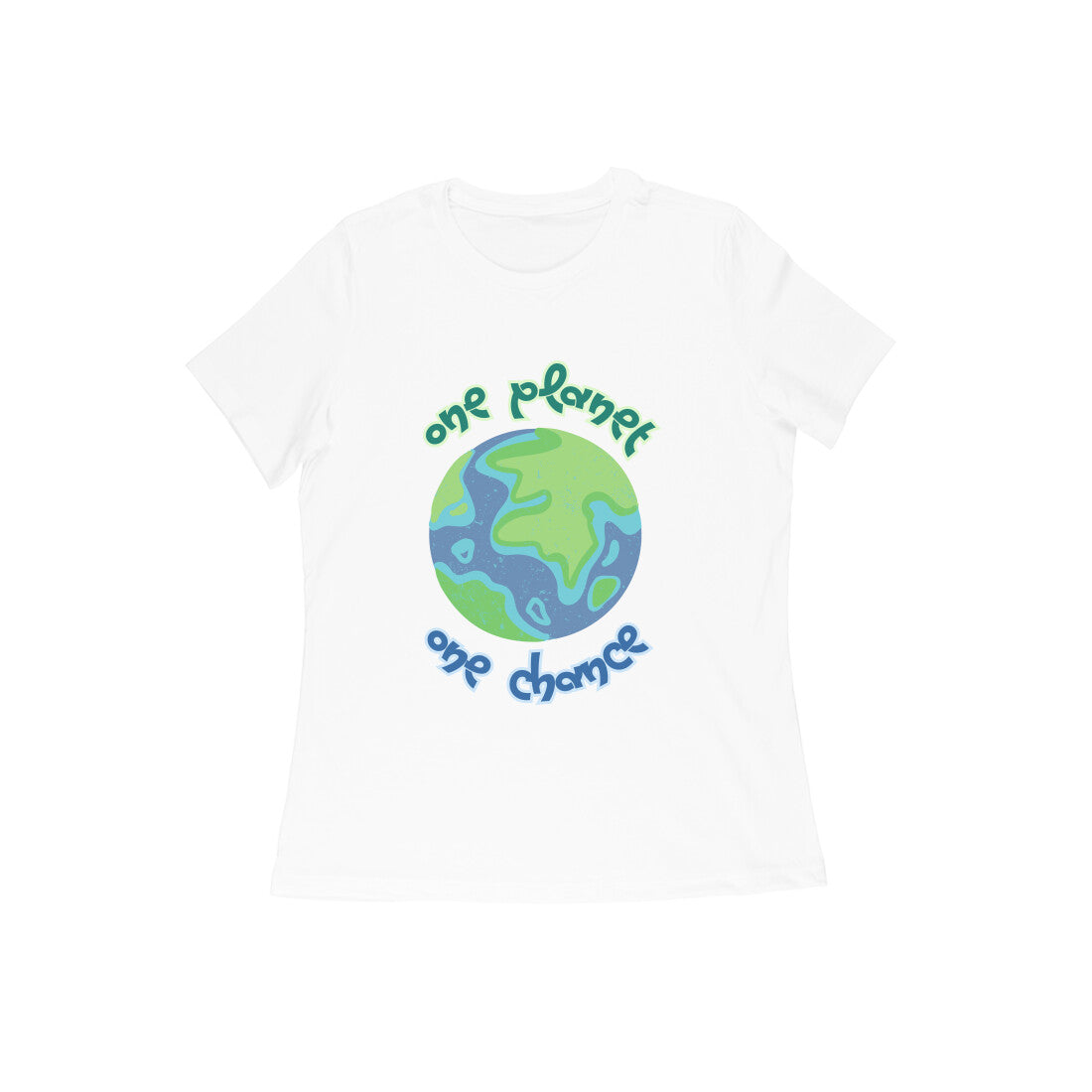 Women's White One Planet One Chance Graphic Printed T-shirt - Printed Cave