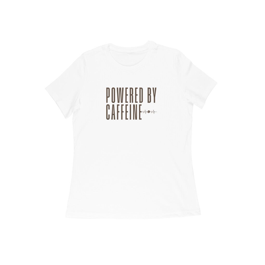 Women's White Powered by Caffeine Graphic Printed T-shirt - Printed Cave