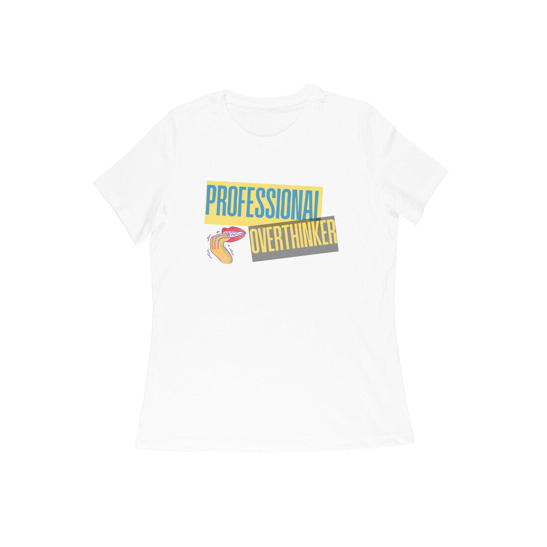 Women's White Professional Overthinker Graphic Printed T-shirt - Printed Cave