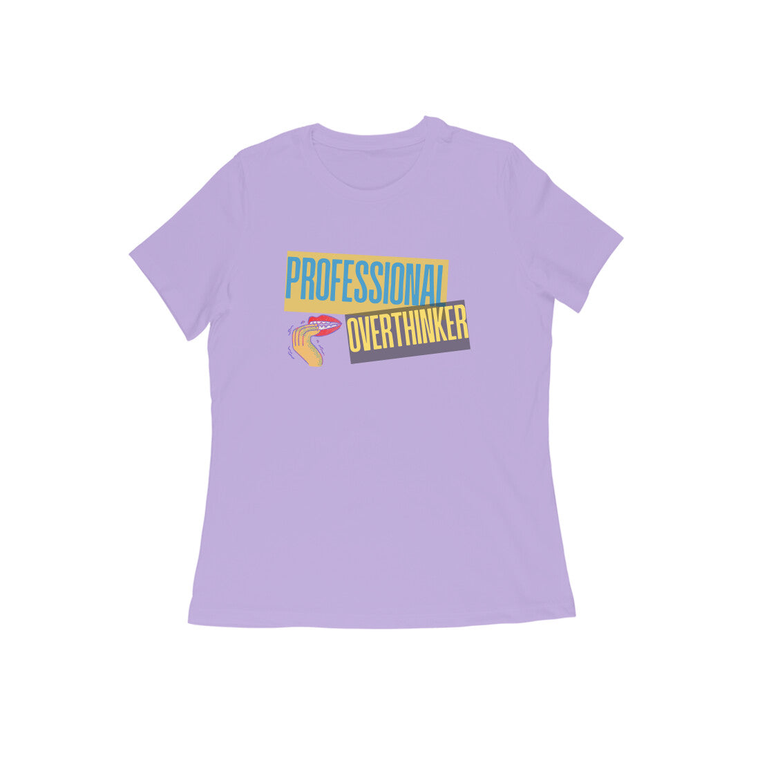 Women's Iris Lavender Professional Overthinker Graphic Printed T-shirt - Printed Cave