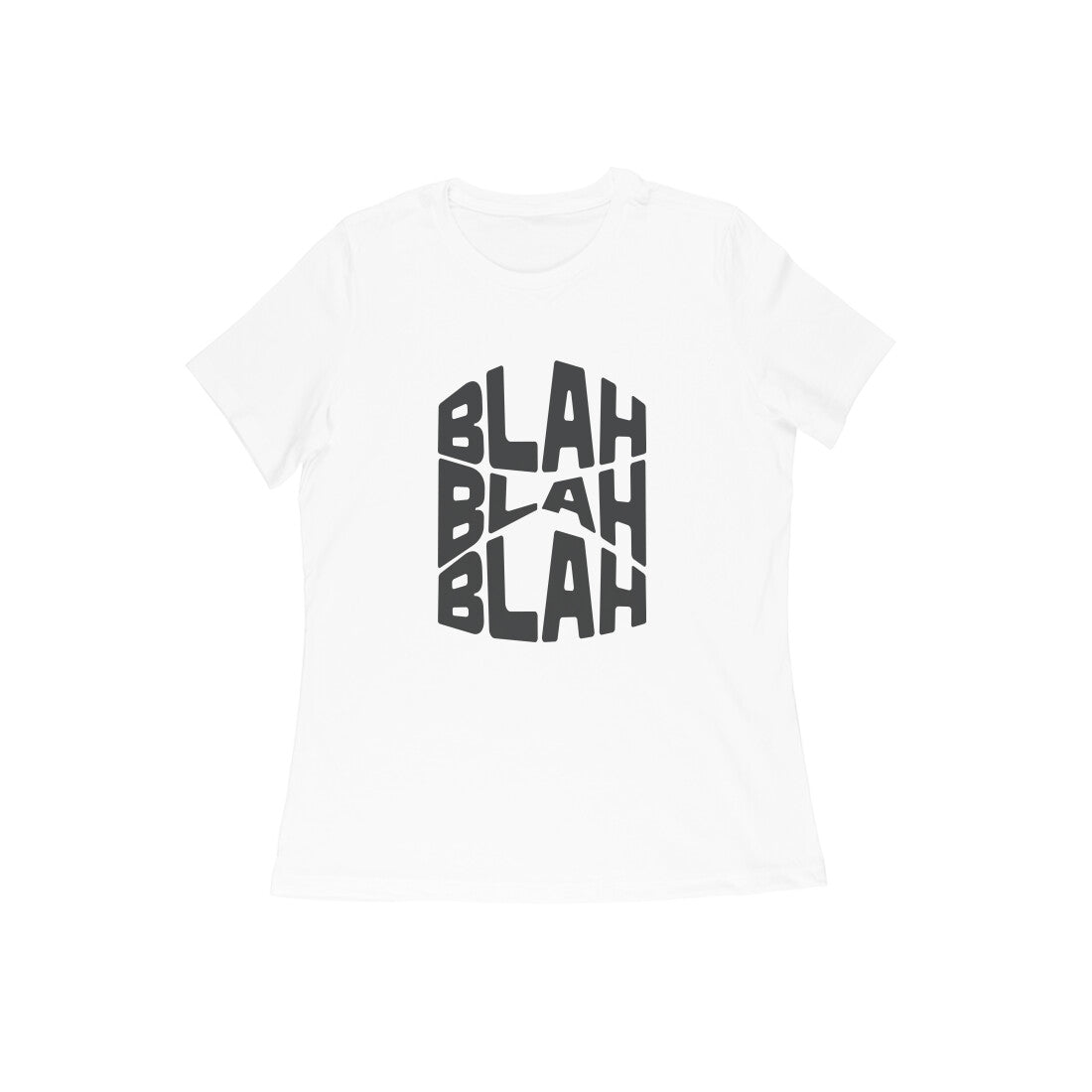 Women's White Blah Blah Blah Graphic Printed T-shirt - Printed Cave