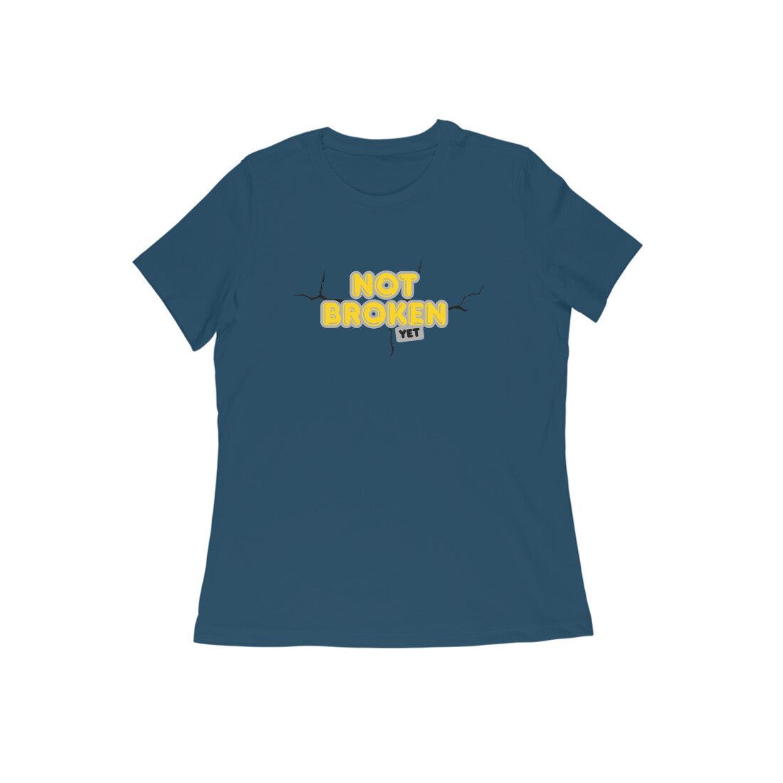 Women's Navy Blue Not Broken Yet Graphic Printed T-shirt - Printed Cave