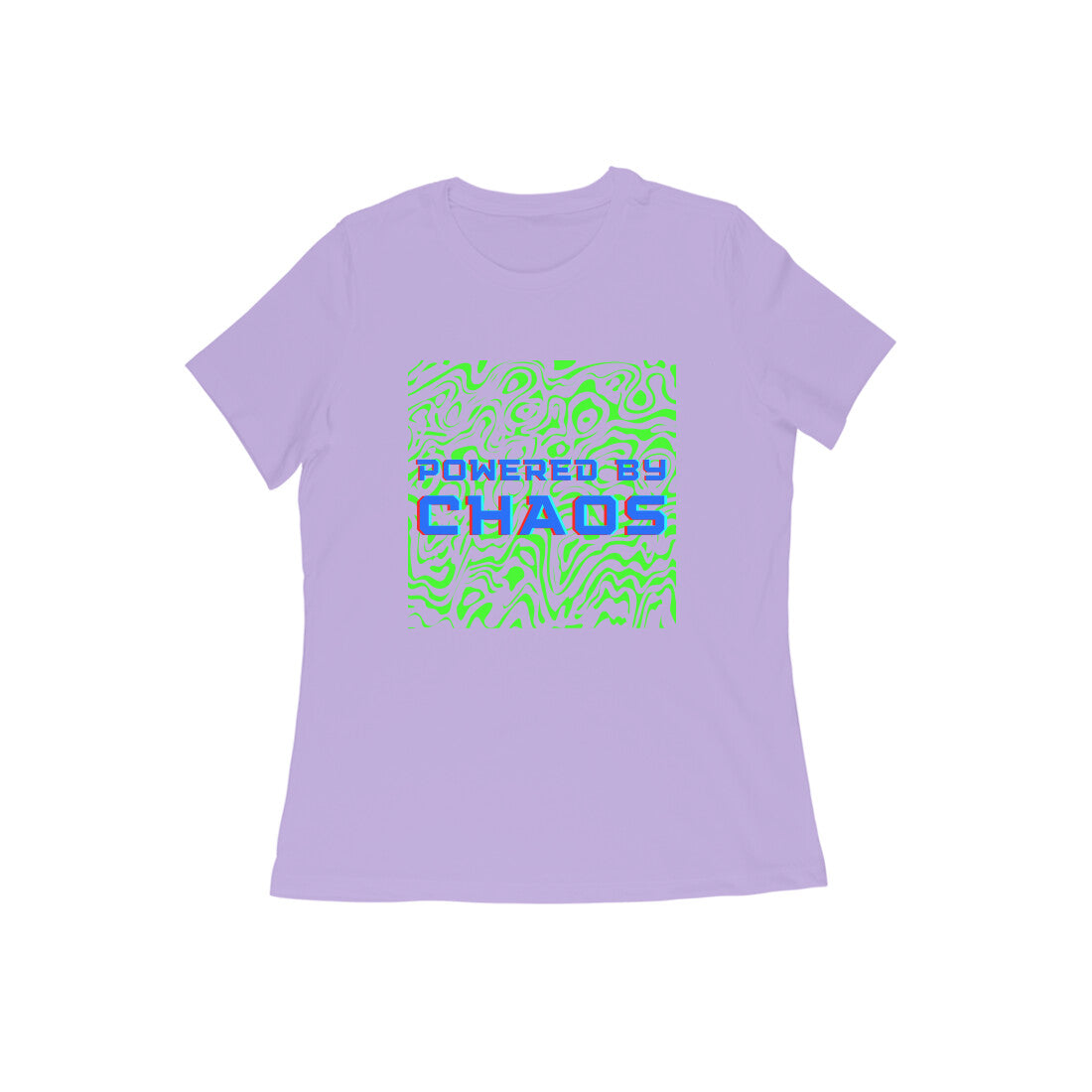 Women's Iris Lavender Powered by Chaos Graphic Printed T-shirt - Printed Cave