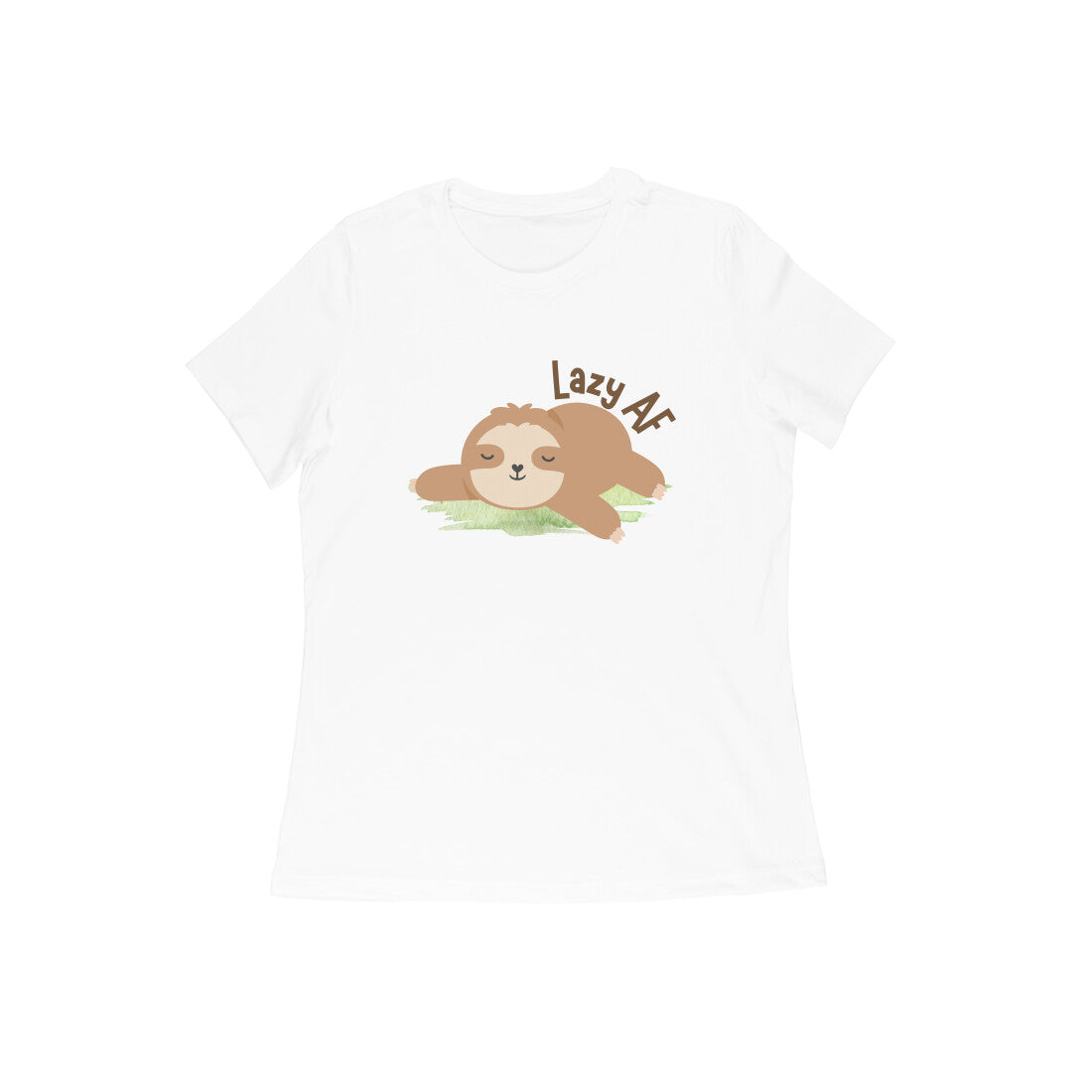 Women's White Lazy AF Graphic Printed T-shirt - Printed Cave
