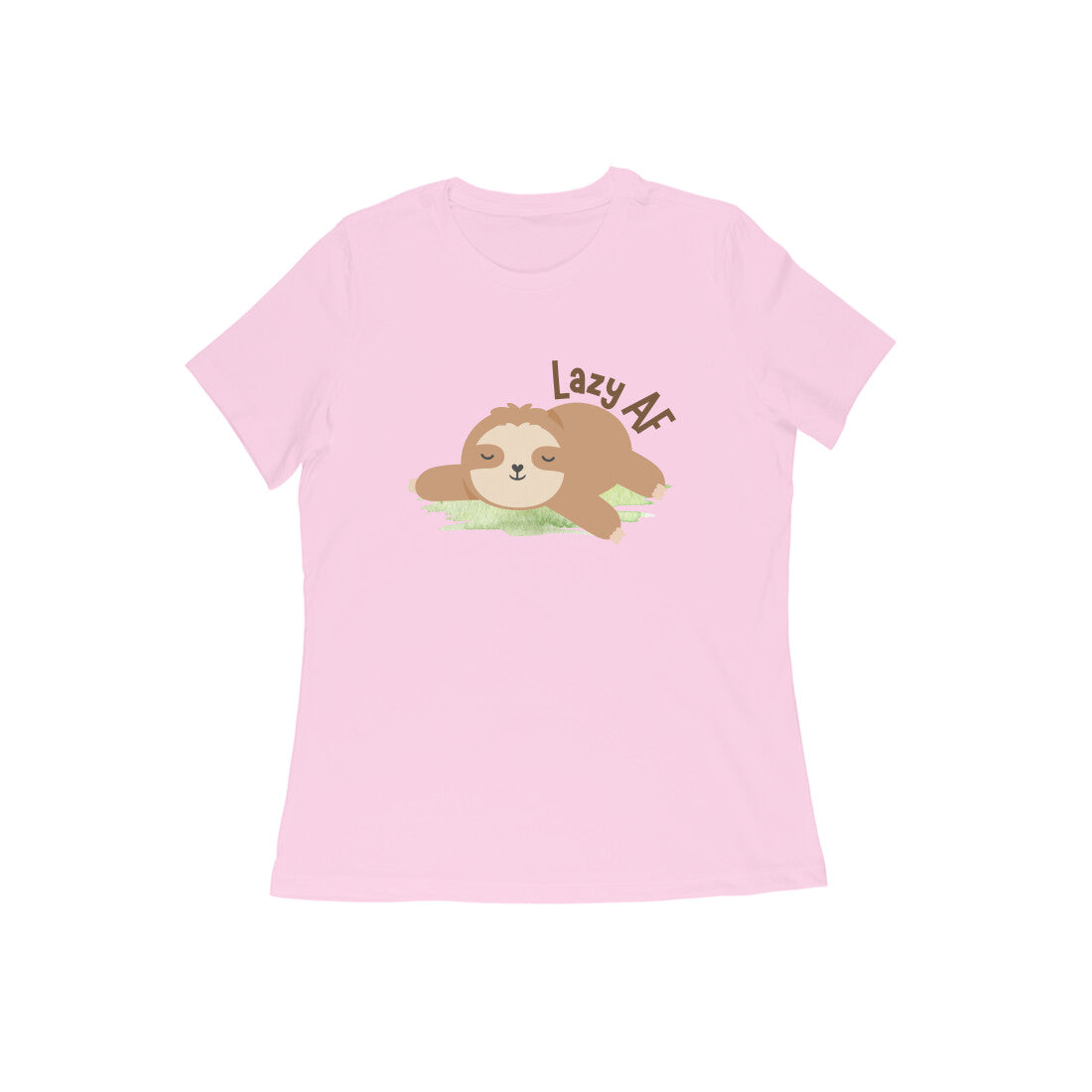 Women's Light Pink Lazy AF Graphic Printed T-shirt - Printed Cave
