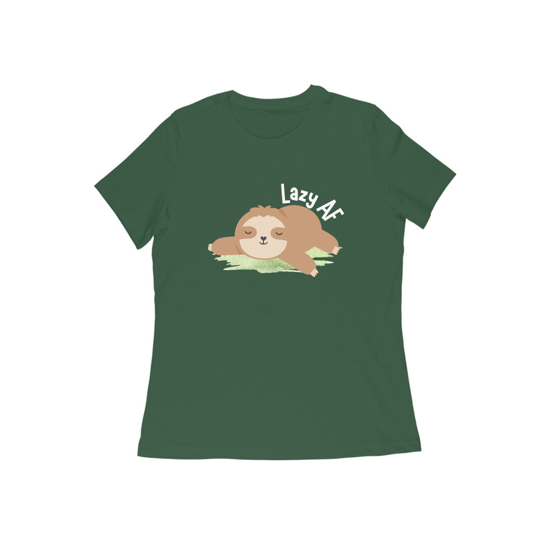 Women's Olive Green Lazy AF Graphic Printed T-shirt - Printed Cave