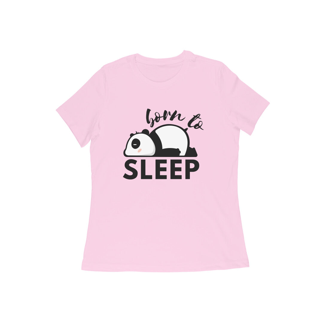 Women's Light Pink Born to Sleep Graphic Printed T-shirt - Printed Cave