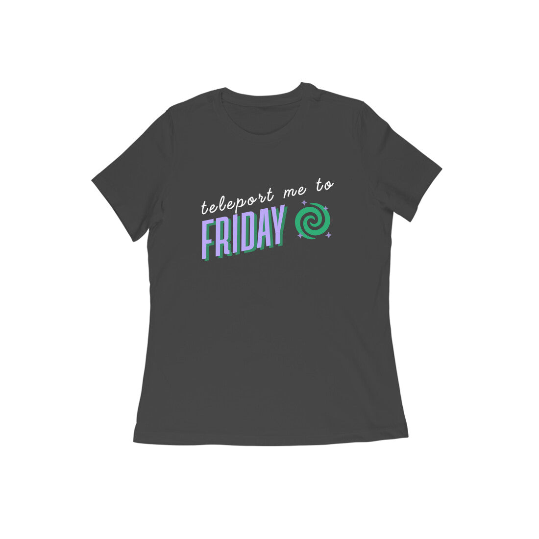Women's Black Teleport me to Friday Graphic Printed T-shirt - Printed Cave