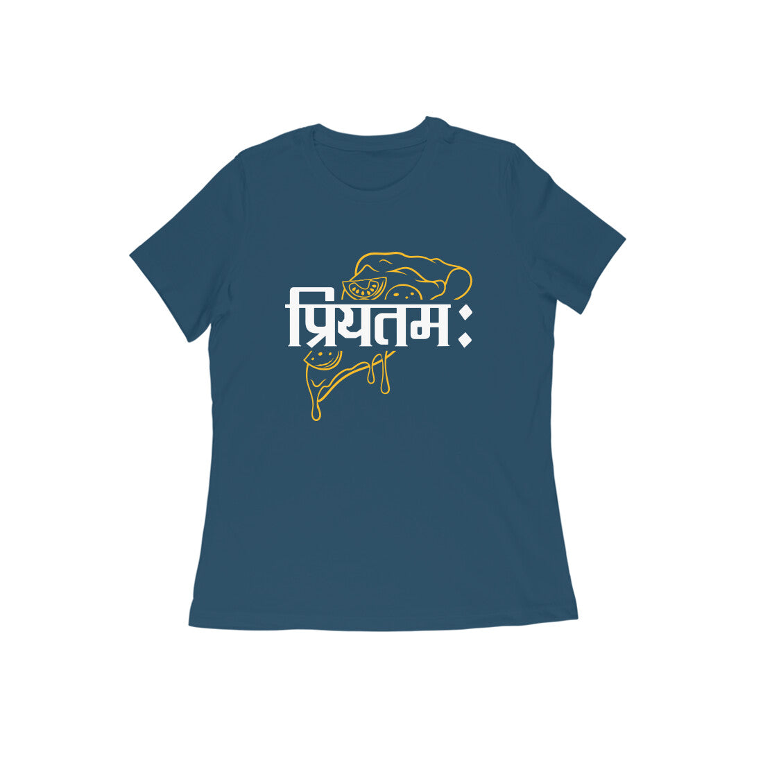 Women's Navy Blue Priyatamah Graphic Printed T-shirt - Printed Cave