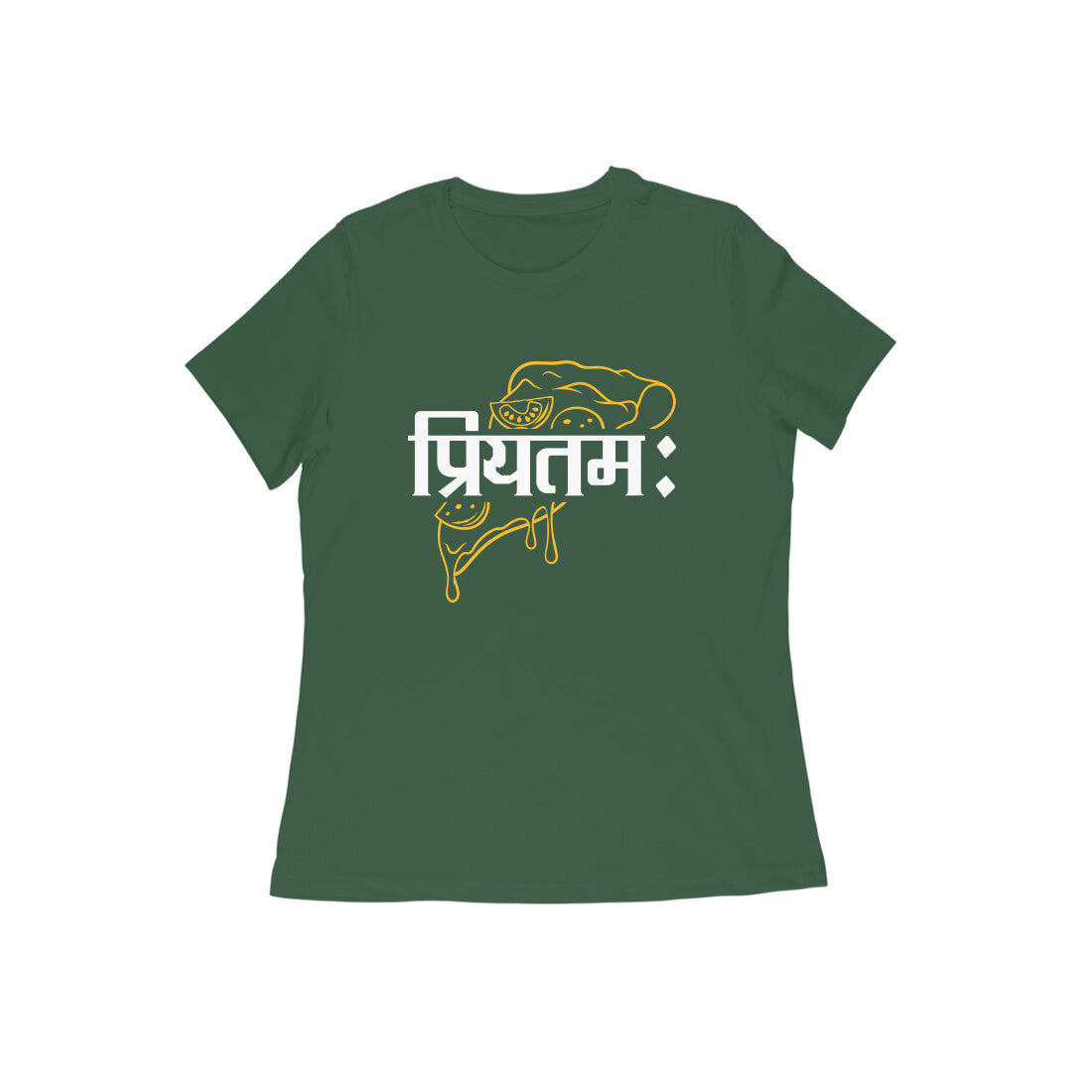 Women's Olive Green Priyatamah Graphic Printed T-shirt - Printed Cave