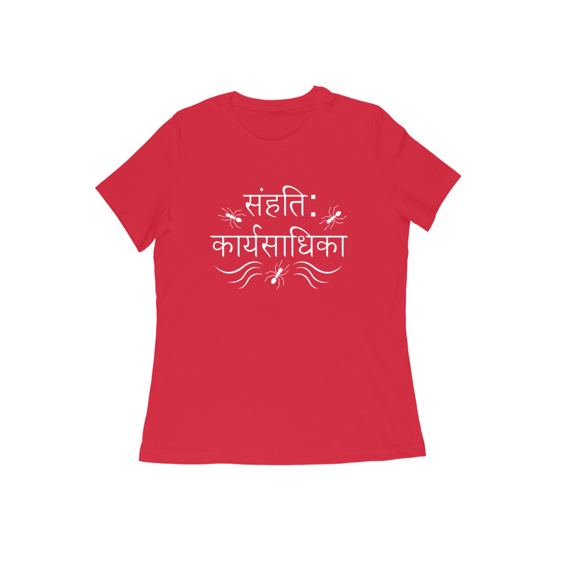 Women's Red Sanhatih Karyasadhika Graphic Printed T-shirt - Printed Cave