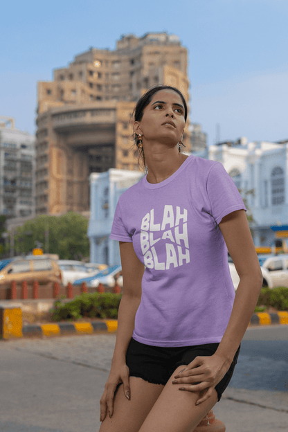 Women's Iris Lavender Blah Blah Blah Graphic Printed T-shirt - Printed Cave