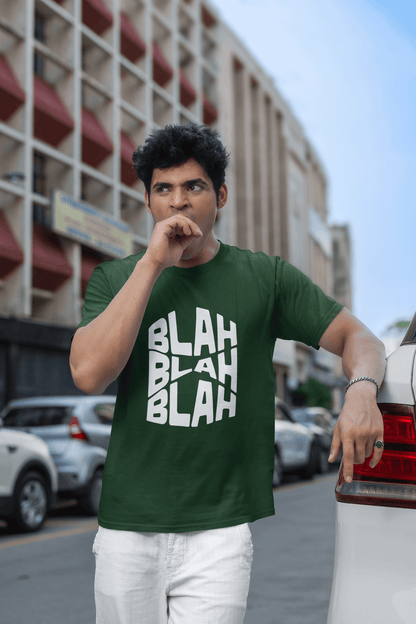 Men's Olive Green Blah Blah Blah Graphic Printed T-shirt - Printed Cave