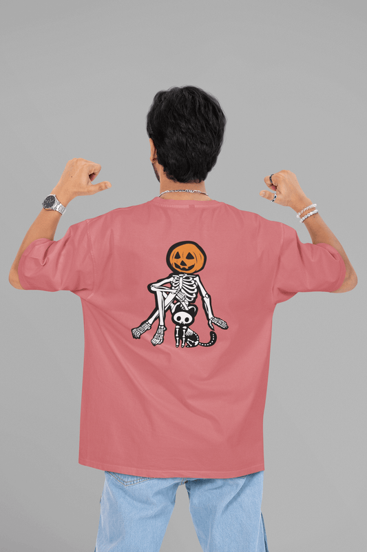 Men's Dusty Red Boney Buddies Graphic Printed Oversized T-shirt