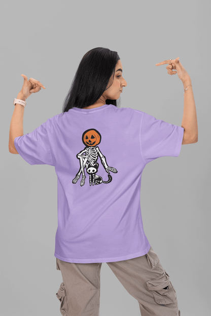 Women's Iris Lavender Boney Buddies Graphic Printed Oversized T-shirt