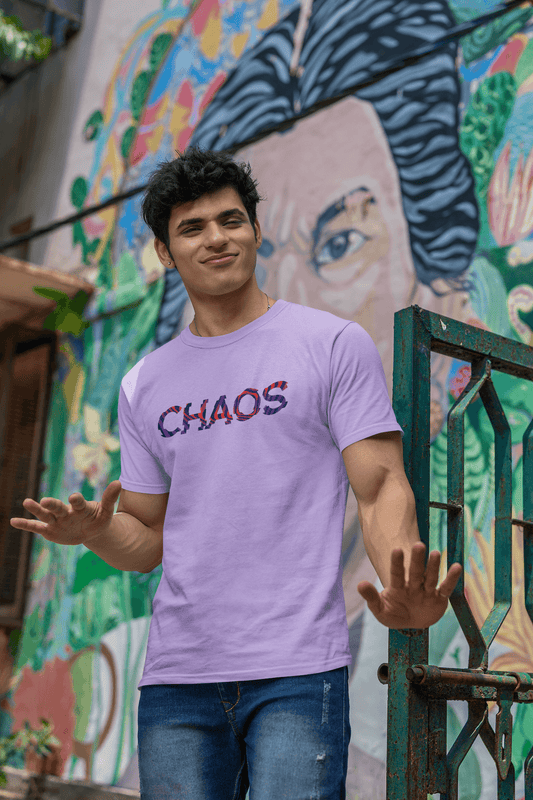 Men's Iris Lavender Chaos Graphic Printed T-shirt - Printed Cave