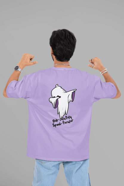 Men's Iris Lavender Dab-solutely Spook-tacular Graphic Printed Oversized T-shirt