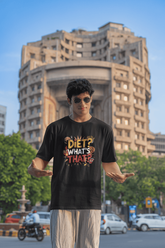 Men's Black Diet What's That Graphic Printed Oversized T-shirt