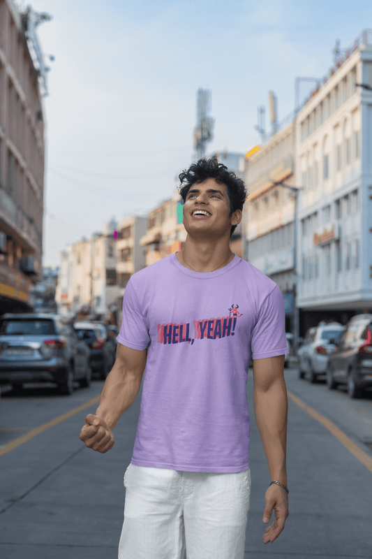 Men's Iris Lavender Hell Yeah Graphic Printed T-shirt - Printed Cave