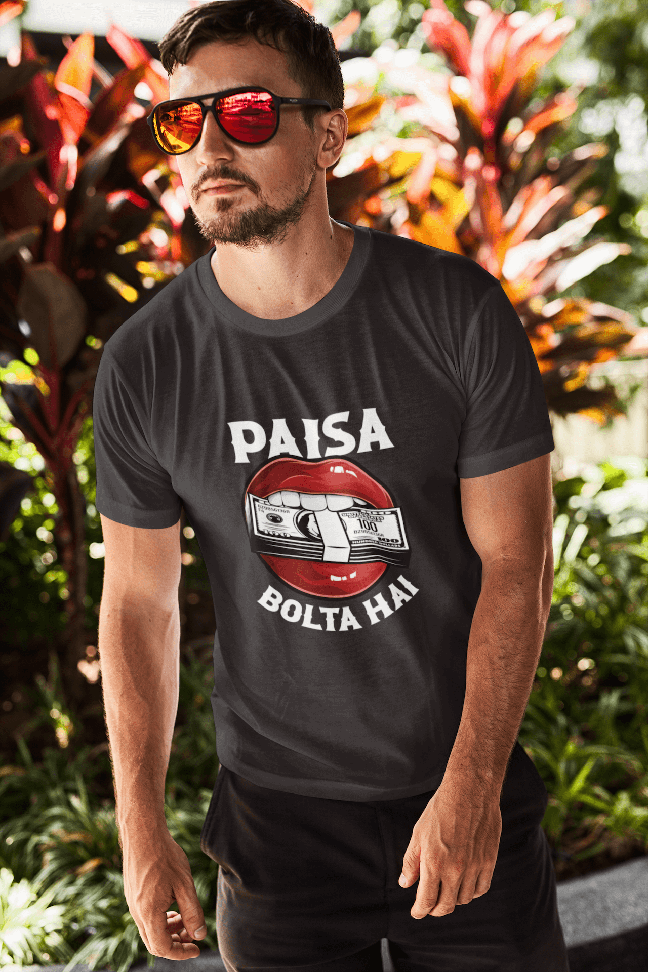 Men's Black Paisa Bolta Hai Graphic Printed T-shirt - Printed Cave
