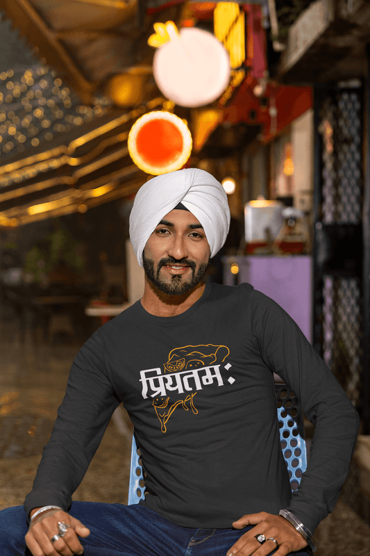 Men's Black Priyatamah Graphic Printed Full Sleeve T-shirt
