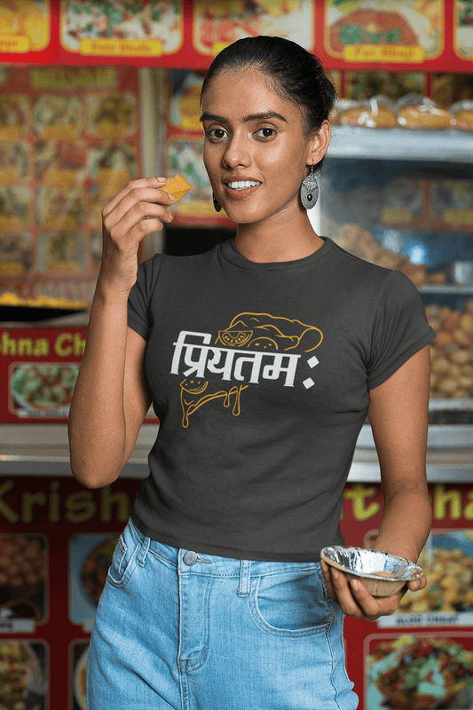 Women's Black Priyatamah Graphic Printed T-shirt - Printed Cave