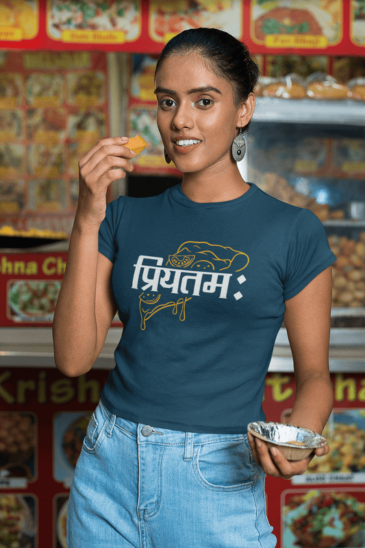 Women's Navy Blue Priyatamah Graphic Printed T-shirt - Printed Cave