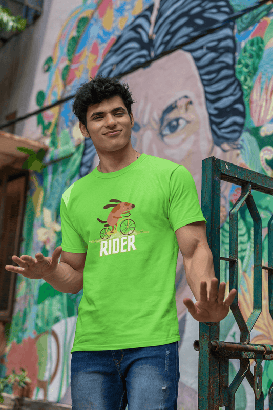 Men's Green Rider Graphic Printed T-shirt - Printed Cave