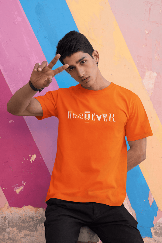 Men's Orange Whatever Graphic Printed T-shirt - Printed Cave