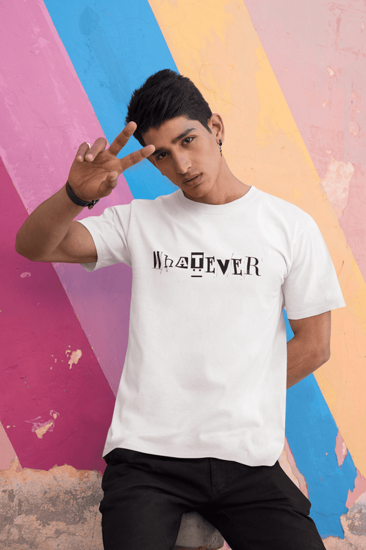 Men's White Whatever Graphic Printed T-shirt - Printed Cave