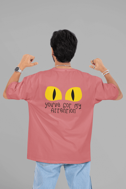 Men's Dusty Red You've Got My Attention Graphic Printed Oversized T-shirt