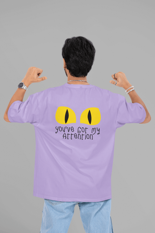 Men's Iris Lavender You've Got My Attention Graphic Printed Oversized T-shirt