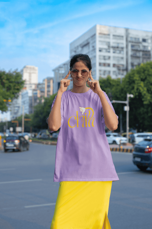 Women's Iris Lavender Chill Graphic Printed Oversized T-shirt