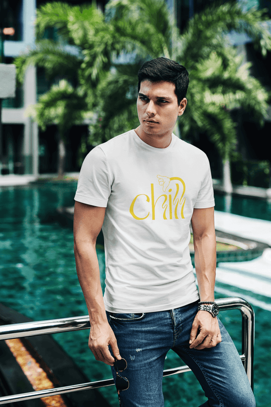 Men's White Chill Graphic Printed T-shirt - Printed Cave