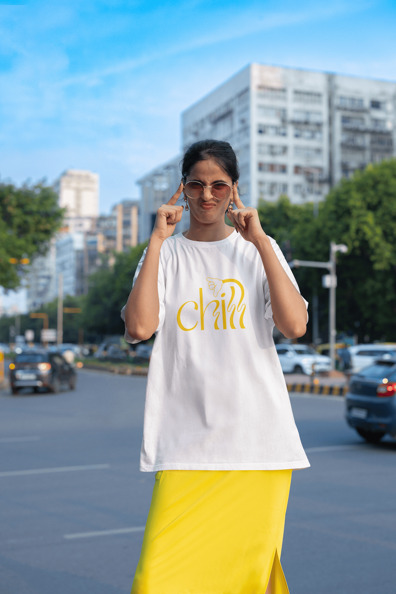 Women's White Chill Graphic Printed Oversized T-shirt